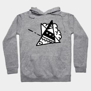 Black and White Kite In The Clouds Doodle Art Hoodie